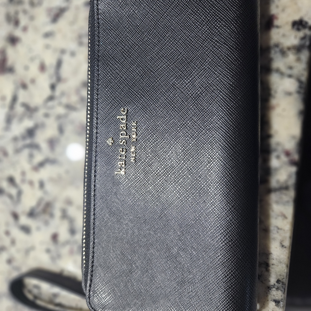 Kate Spade Charcoal Leather Wristlet